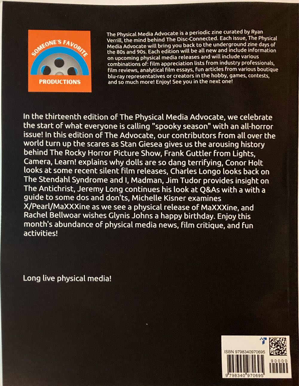 The Physical Media Advocate  (October) magazine collectible [Barcode 979834097069590000] - Main Image 2