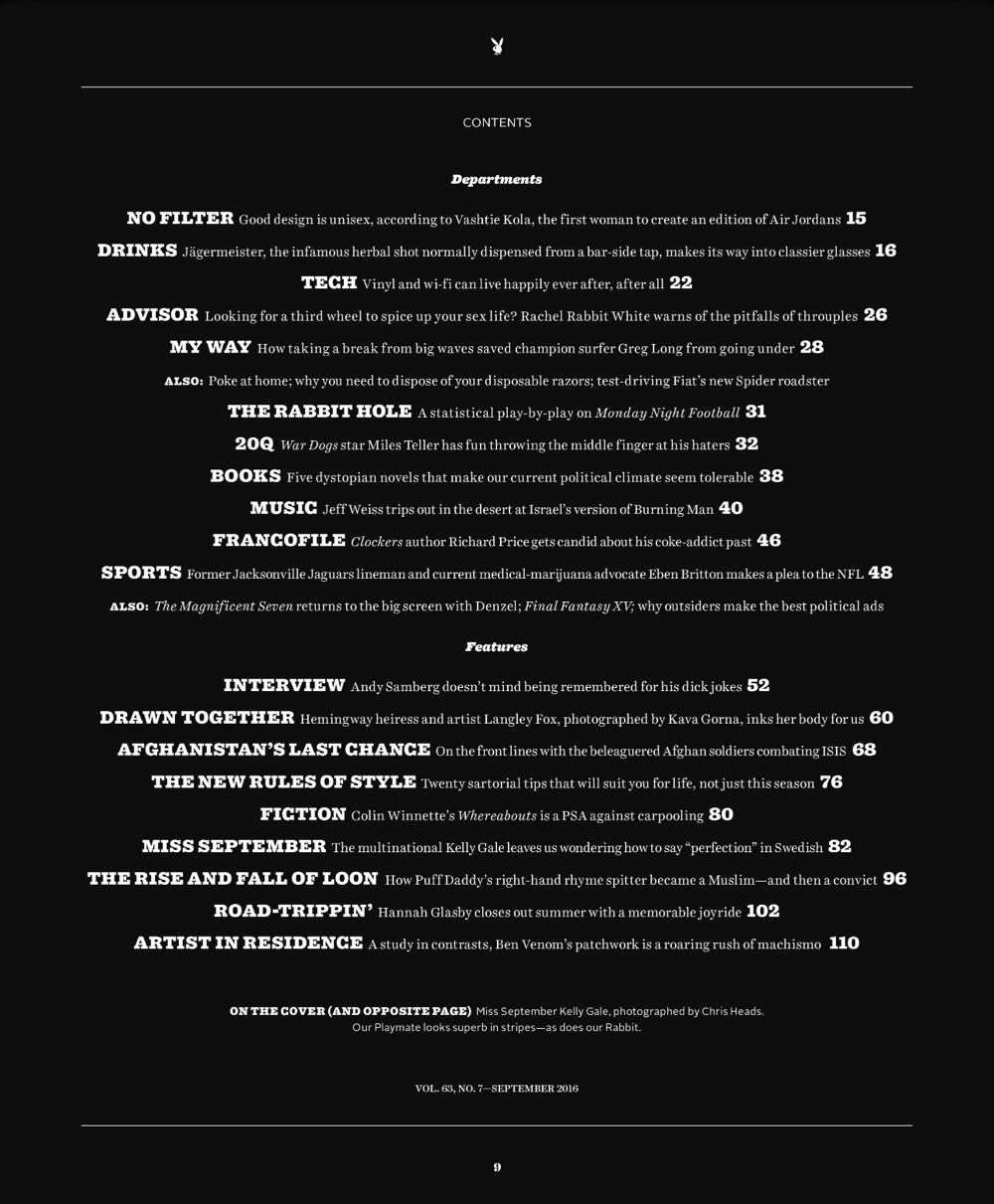 PB6307 Playboy September 2016  (September) magazine collectible [Barcode 07436902460108] - Main Image 2