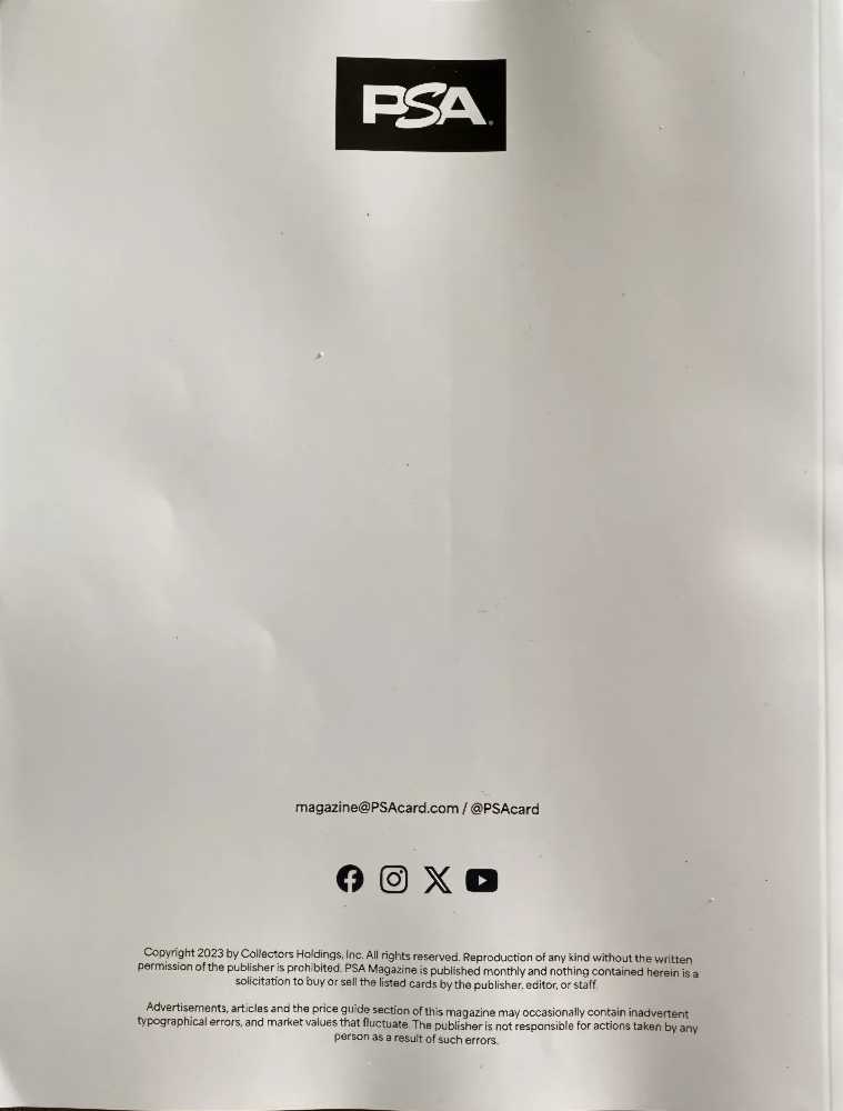 2023 PSA MAGAZINE  (November) magazine collectible - Main Image 2