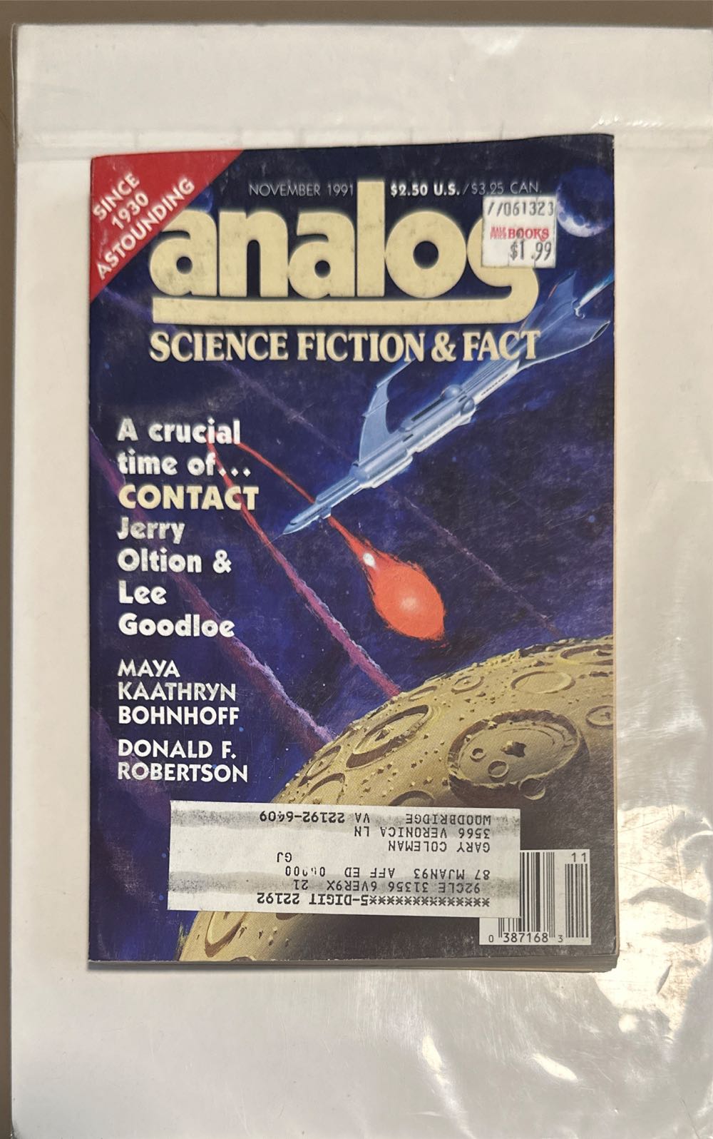 Analog Science Fiction and Fact  (November) magazine collectible [Barcode 03871600008344] - Main Image 1