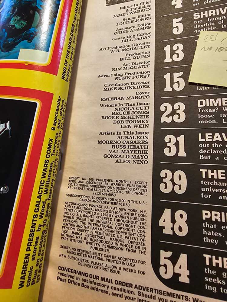 Creepy #115 Warren Creepy Warren & Boarded Very Fine Horror Bronze Warren Issue 1978 Vf Fn Vf Corben 1980 Age 1980 #109 No Age B&w Giant All Monster Comic Condition 1981 Average Publishing 8.0 #105 Vg Fn  (February) magazine collectible [Barcode 071658563001] - Main Image 3