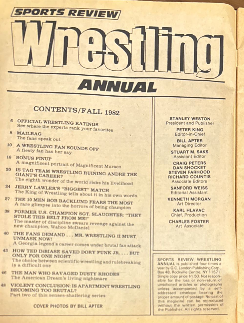 Sports Review Wrestling 1982 Annual Fall  (September) magazine collectible [Barcode 07189648768823] - Main Image 3