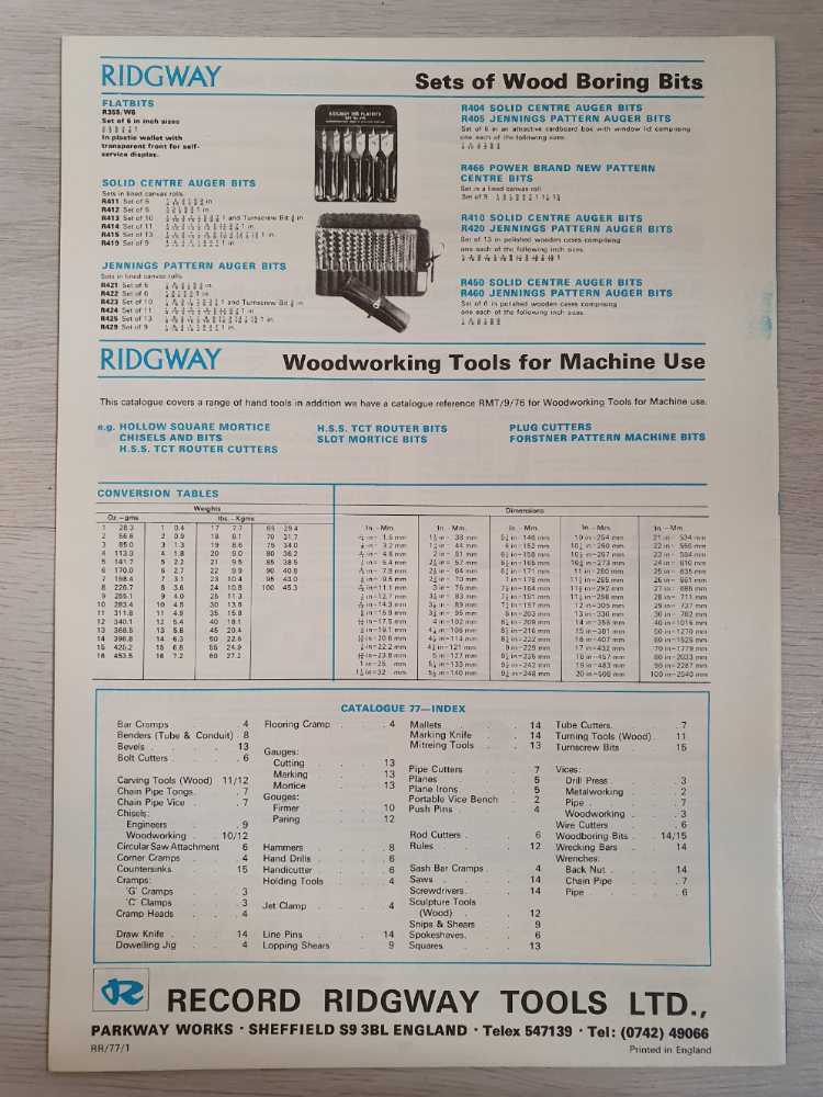 Record Ridgway Tools Catalogue 77  magazine collectible - Main Image 2