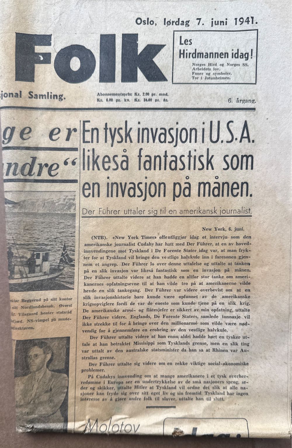 Fritt Folk (H)  (June) magazine collectible - Main Image 2