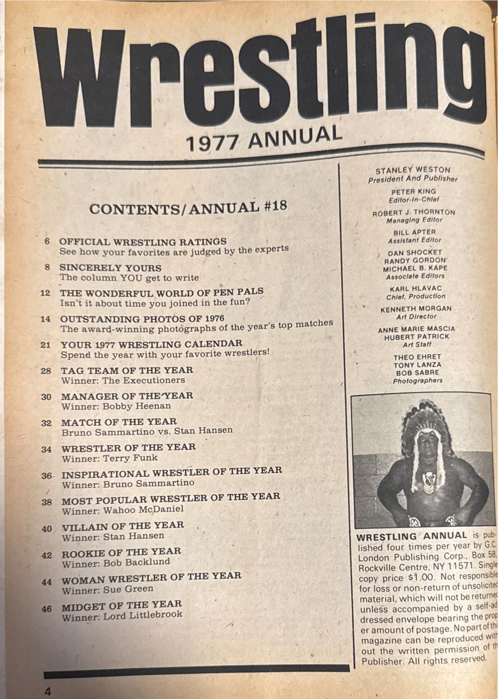 Victory Sports Series Wrestling 1977 Annual  magazine collectible - Main Image 2