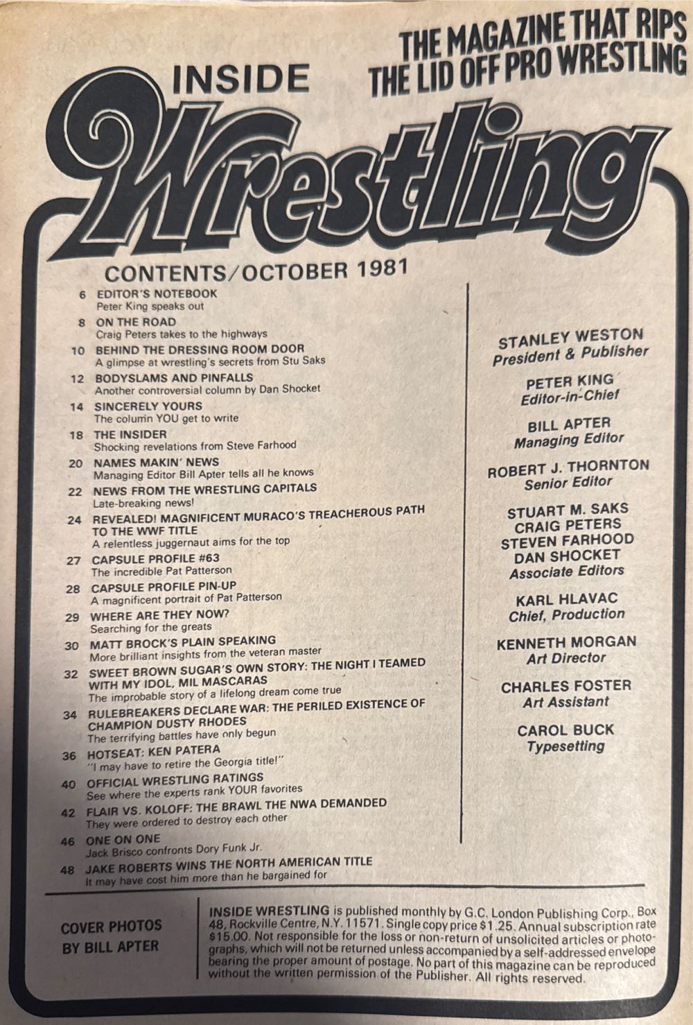 Inside Wrestling  (October) magazine collectible - Main Image 2