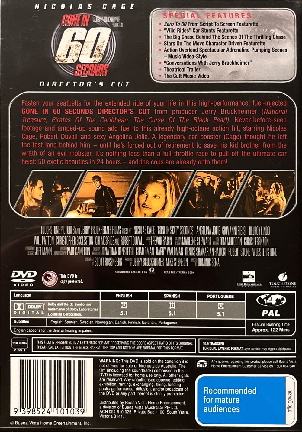 Gone in 60 Seconds DVD movie collectible [Barcode 9398524101039] - Main Image 2
