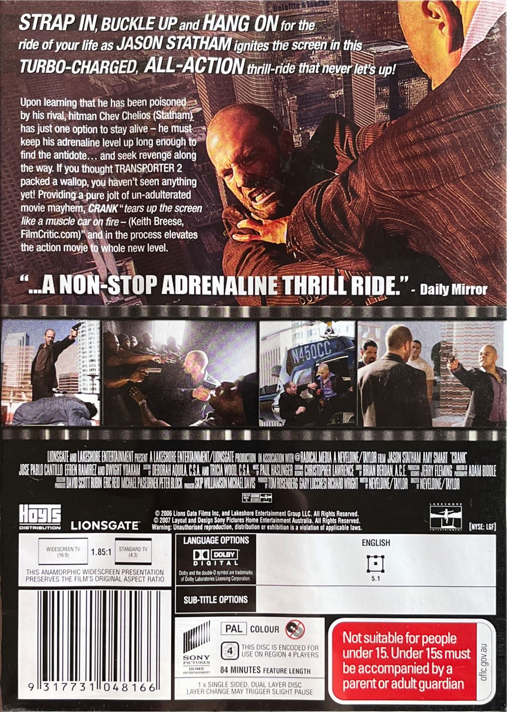 Crank DVD movie collectible [Barcode 9317731048166]