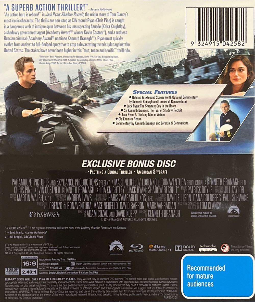 Jack Ryan: Shadow Recruit Blu-ray movie collectible [Barcode 9324915042582] - Main Image 2