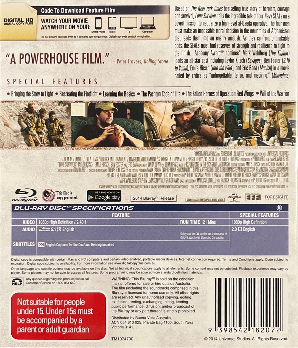 Lone Survivor Digital Copy movie collectible [Barcode 9398542182072] - Main Image 2