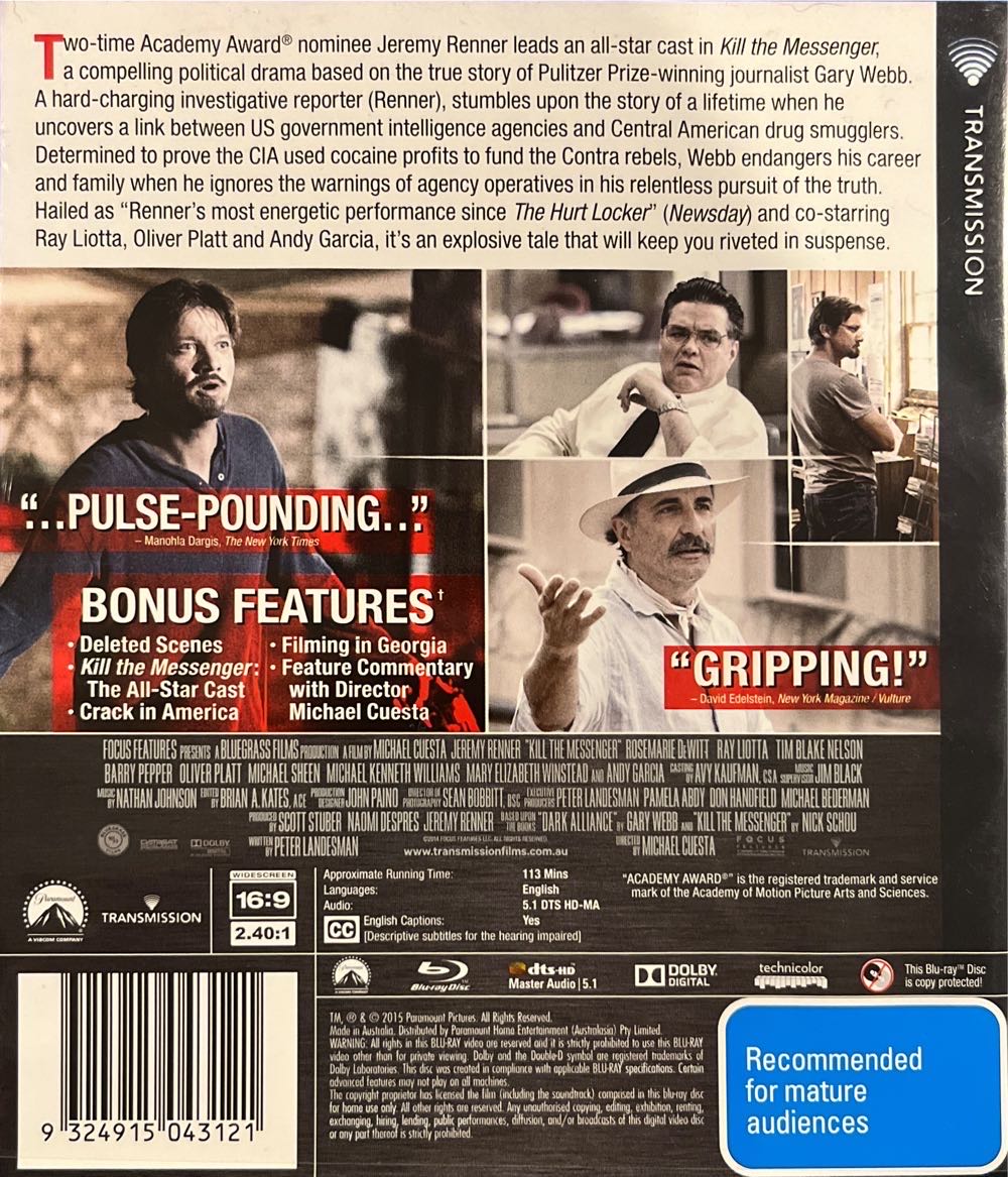 Kill The Messenger Blu-ray movie collectible [Barcode 9324915043121] - Main Image 2