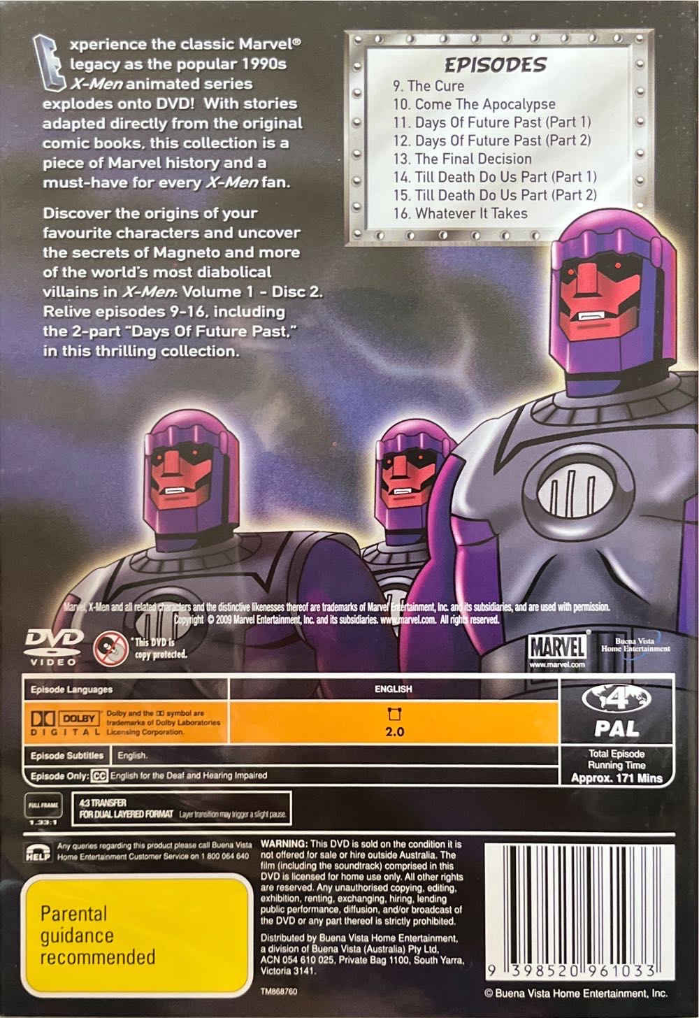 Marvel Animated: X-Men - Volume 1 (Disc 2) DVD movie collectible [Barcode 9398520961033] - Main Image 2