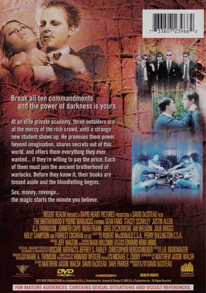 The Brotherhood II: Young Warlocks DVD movie collectible [Barcode 733807239662] - Main Image 2