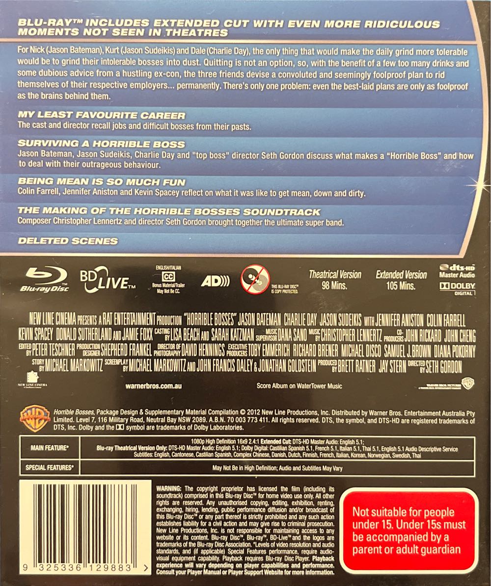 Horrible Bosses Blu-ray movie collectible [Barcode 9325336129883] - Main Image 2