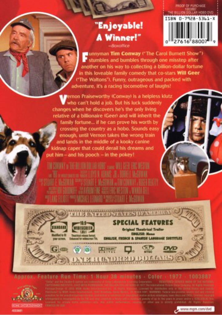 The Billion Dollar Hobo CED movie collectible [Barcode 024543709596] - Main Image 2