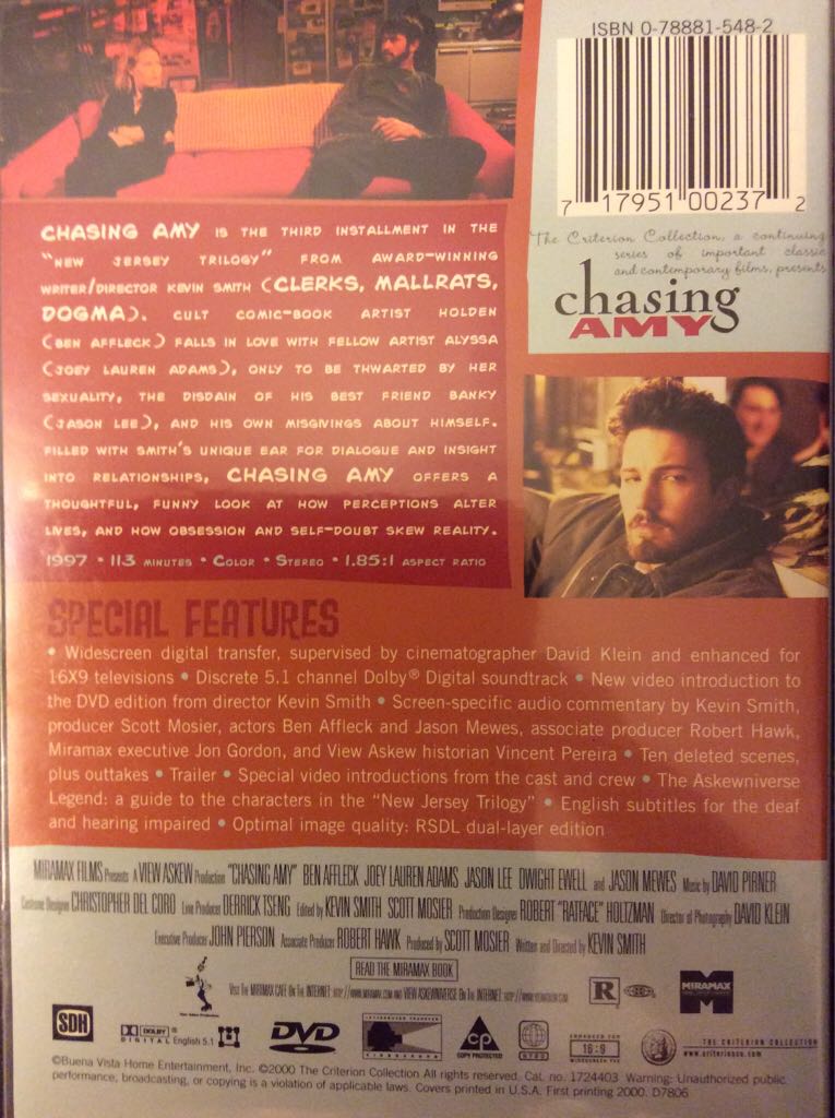 Chasing Amy DVD movie collectible [Barcode 717951002372] - Main Image 2