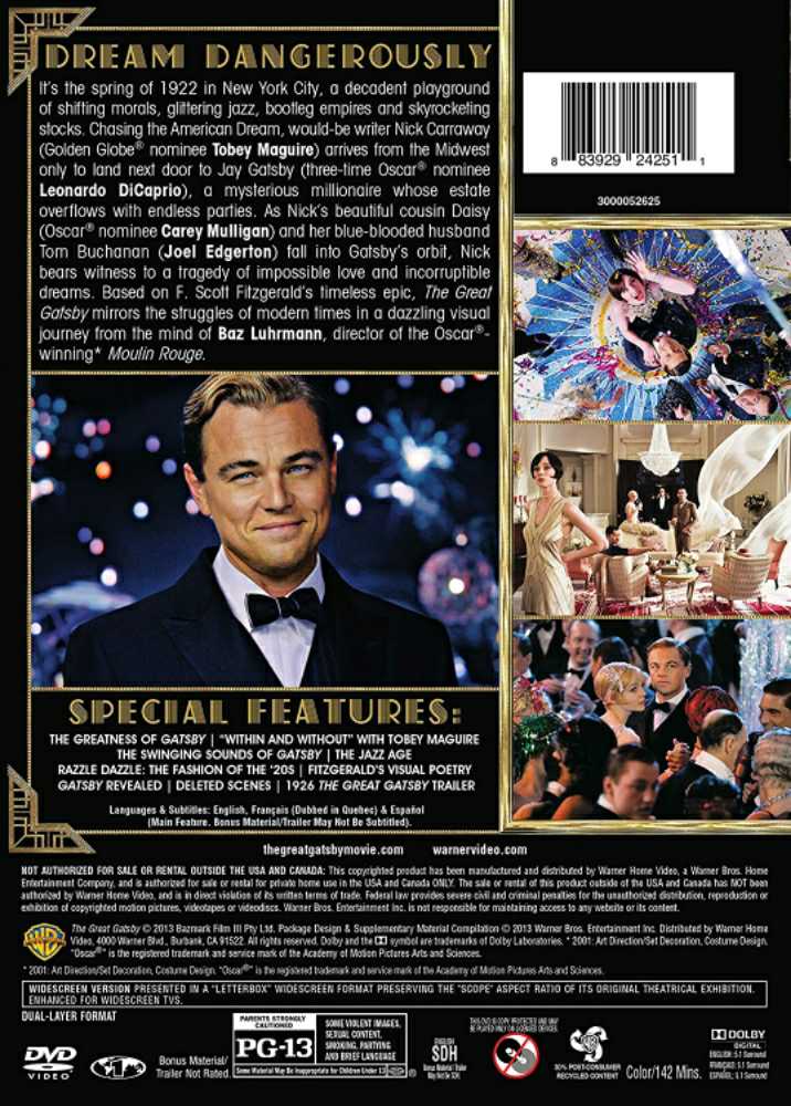 The Great Gatsby DVD movie collectible [Barcode 883929333653] - Main Image 4