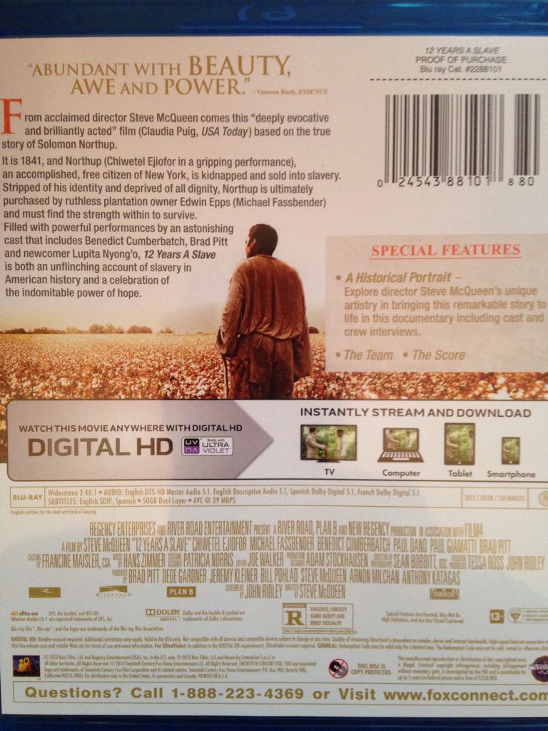 12 Years a Slave Blu-ray movie collectible [Barcode 024543881018] - Main Image 2