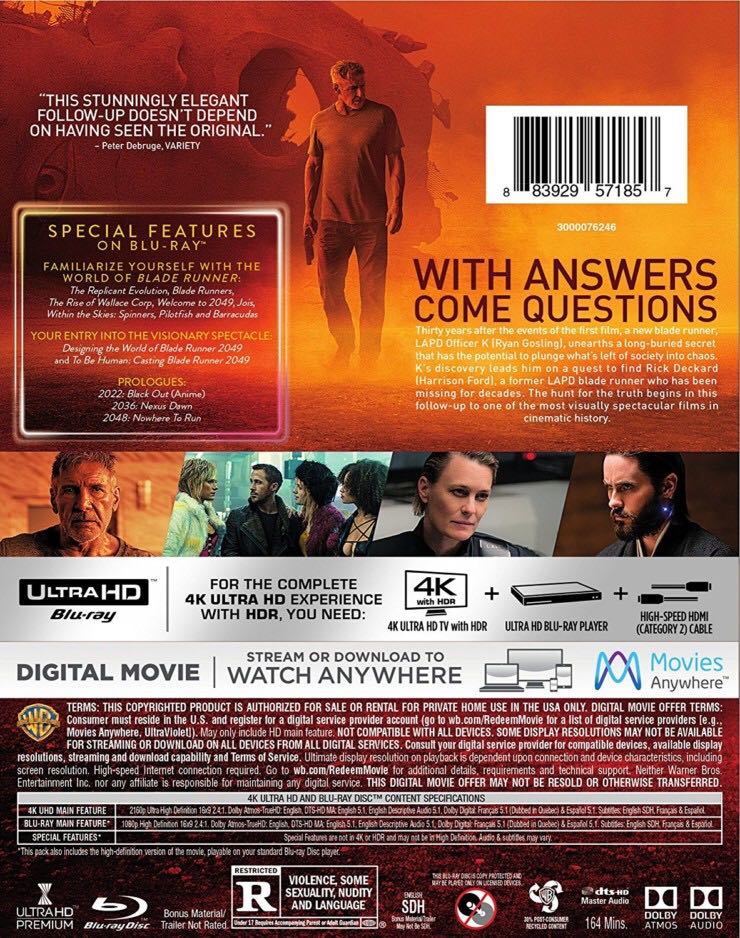 Blade Runner 2049 Blu-ray movie collectible [Barcode 883929571857] - Main Image 2