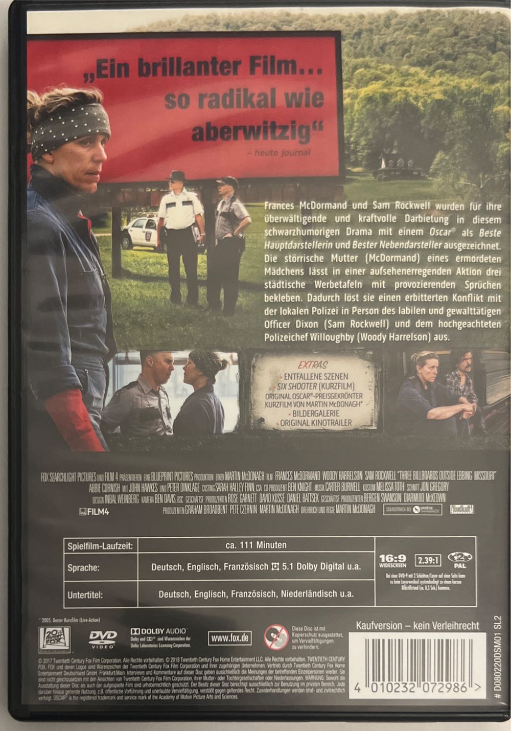 Three Billboards Outside Ebbing, Missouri DVD movie collectible [Barcode 4010232072986] - Main Image 2