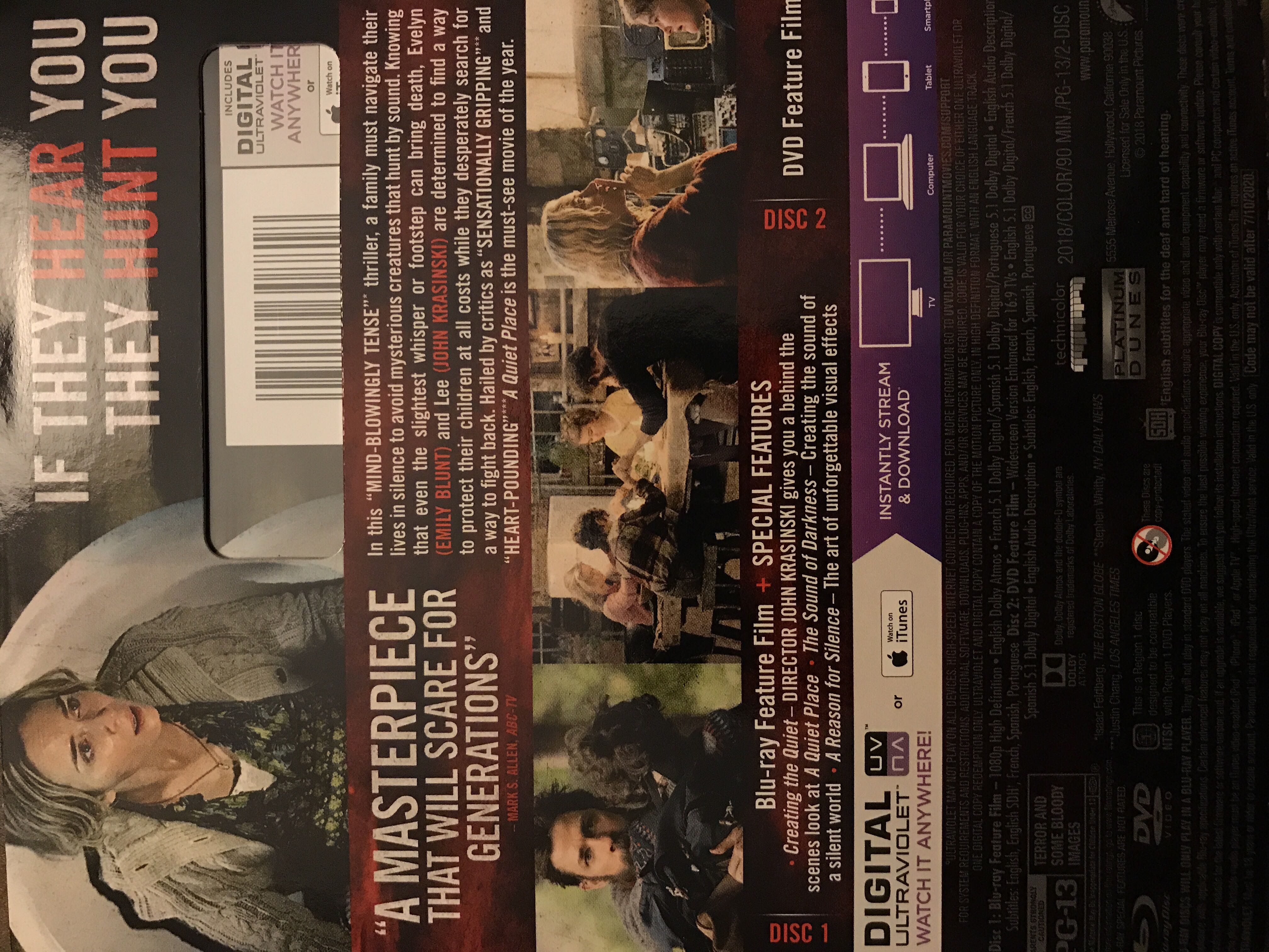 A Quiet Place Blu-ray movie collectible [Barcode 032429308818] - Main Image 2