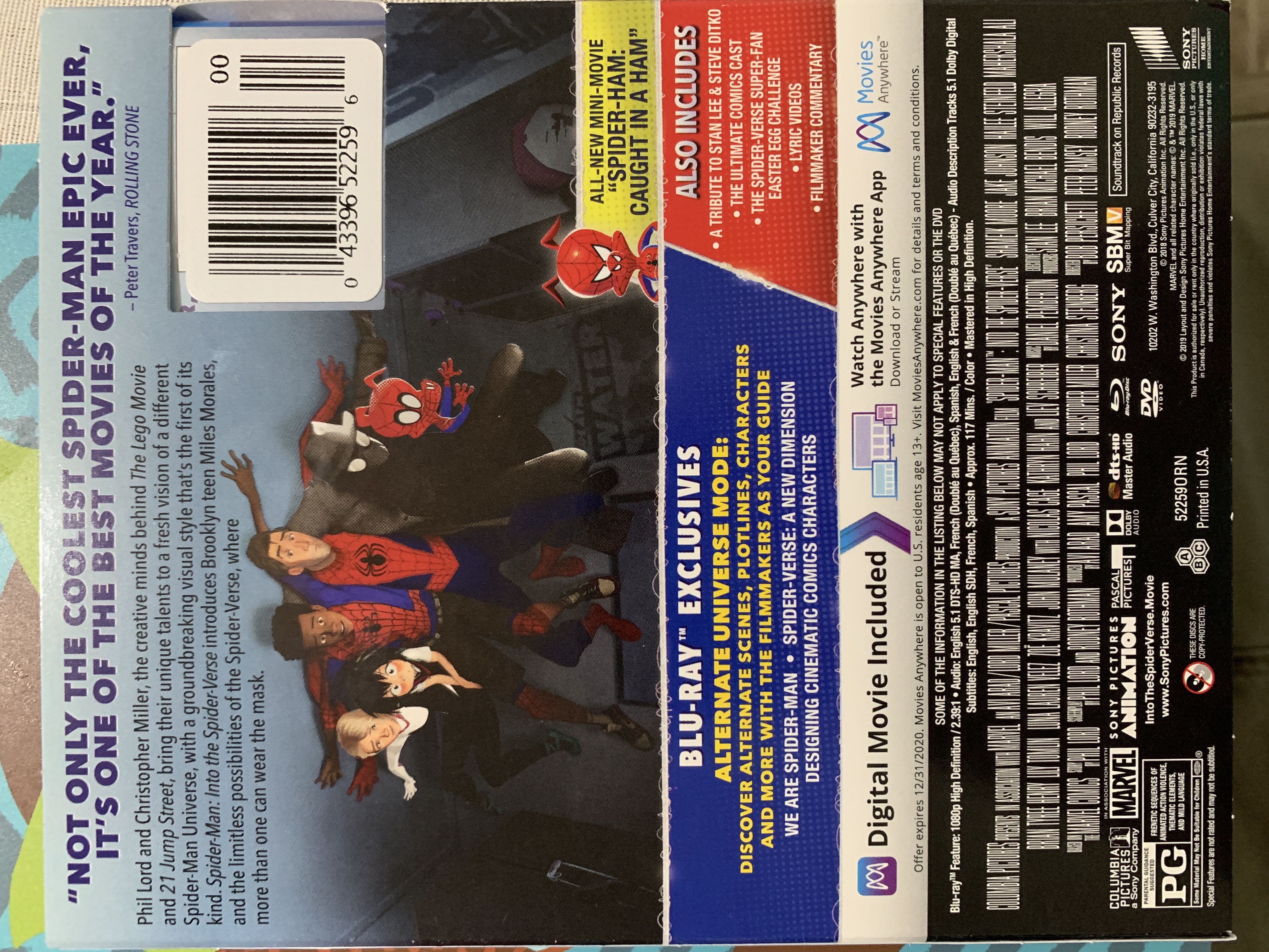 Spider-Man: Into The Spider-Verse Blu-ray movie collectible [Barcode 043396522596] - Main Image 2