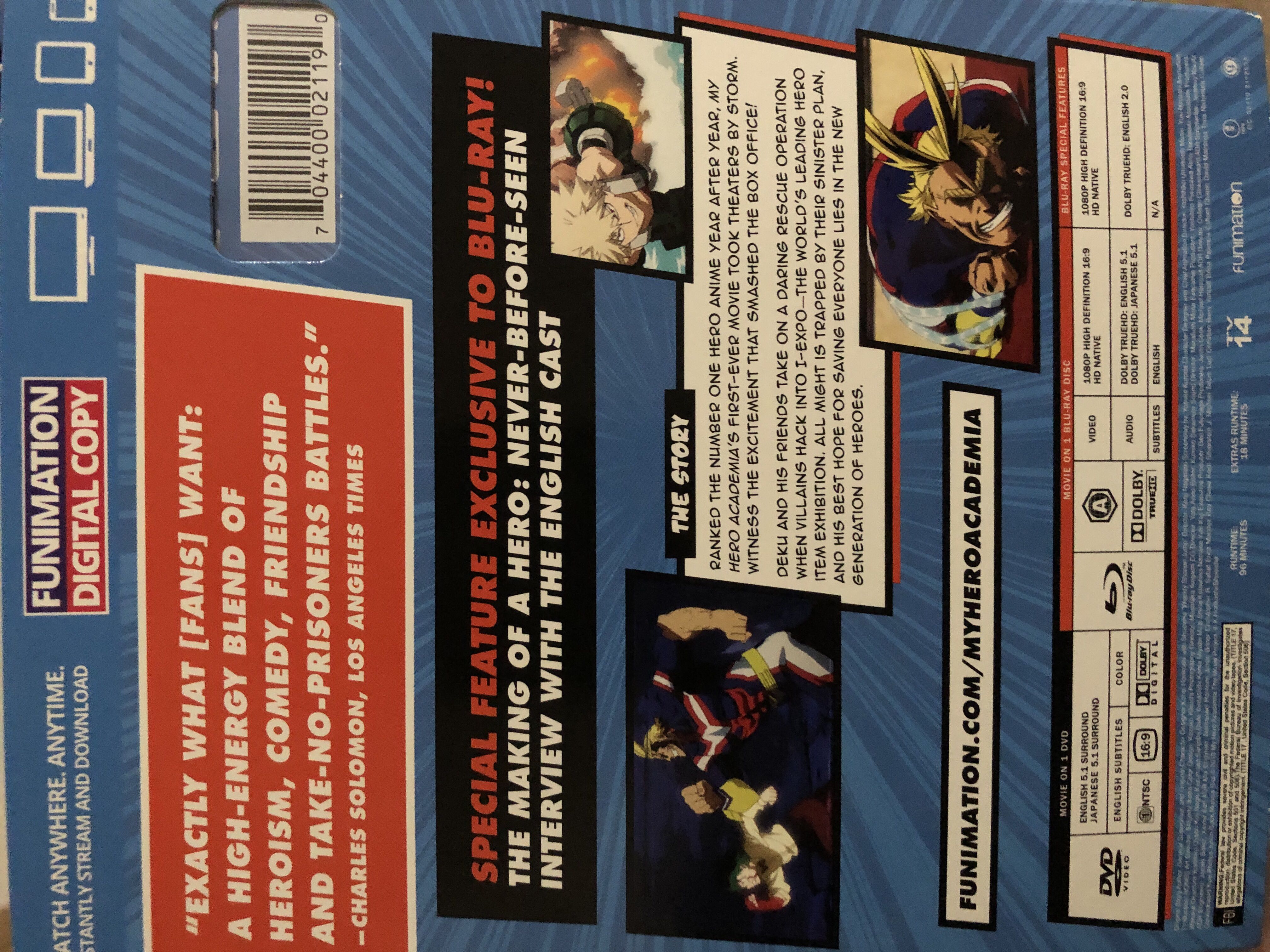 My Hero Academia: Two Heroes Blu-ray movie collectible [Barcode 704400021190] - Main Image 2