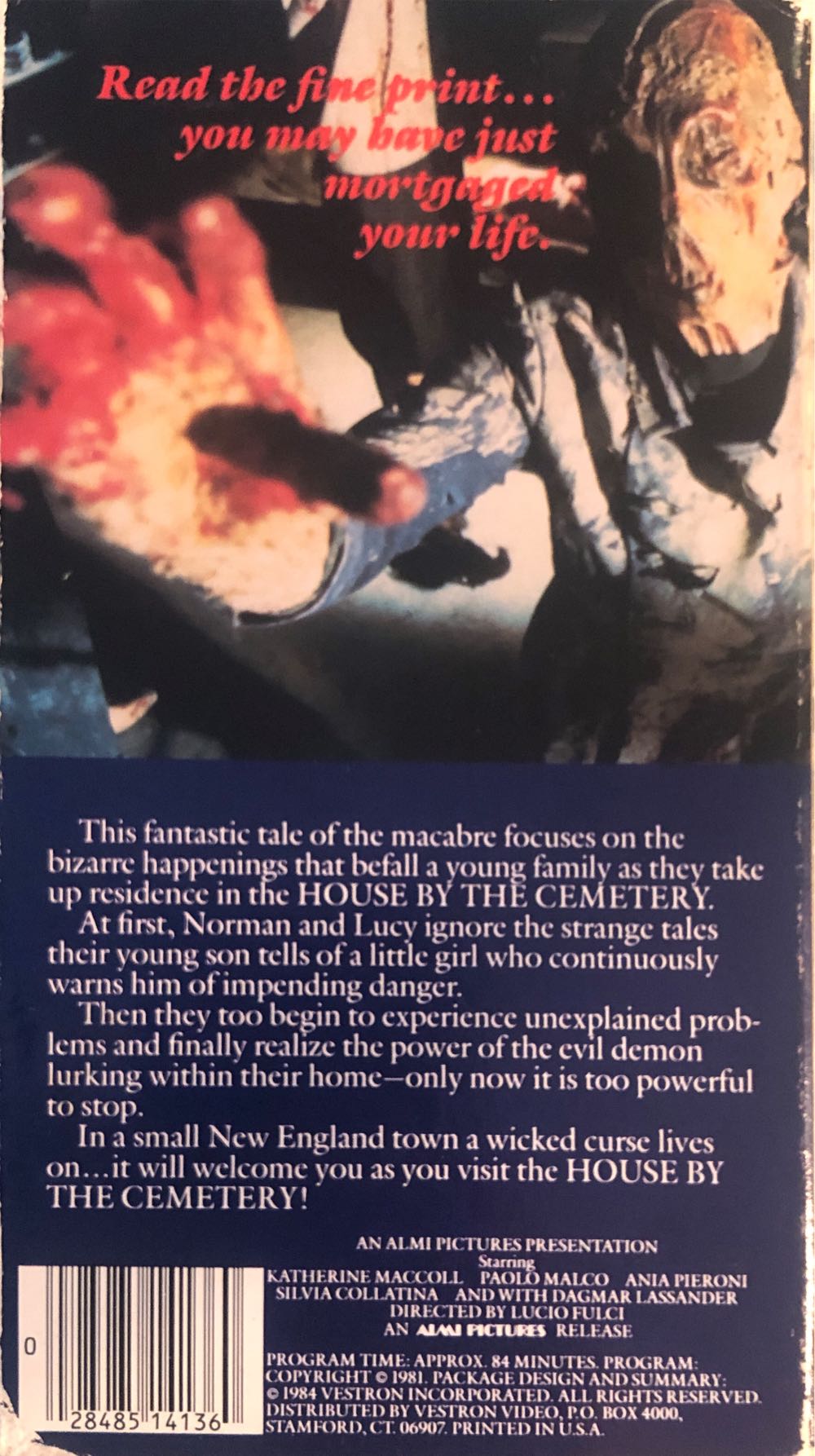 House By The Cemetery VHS movie collectible [Barcode 028485141360] - Main Image 2