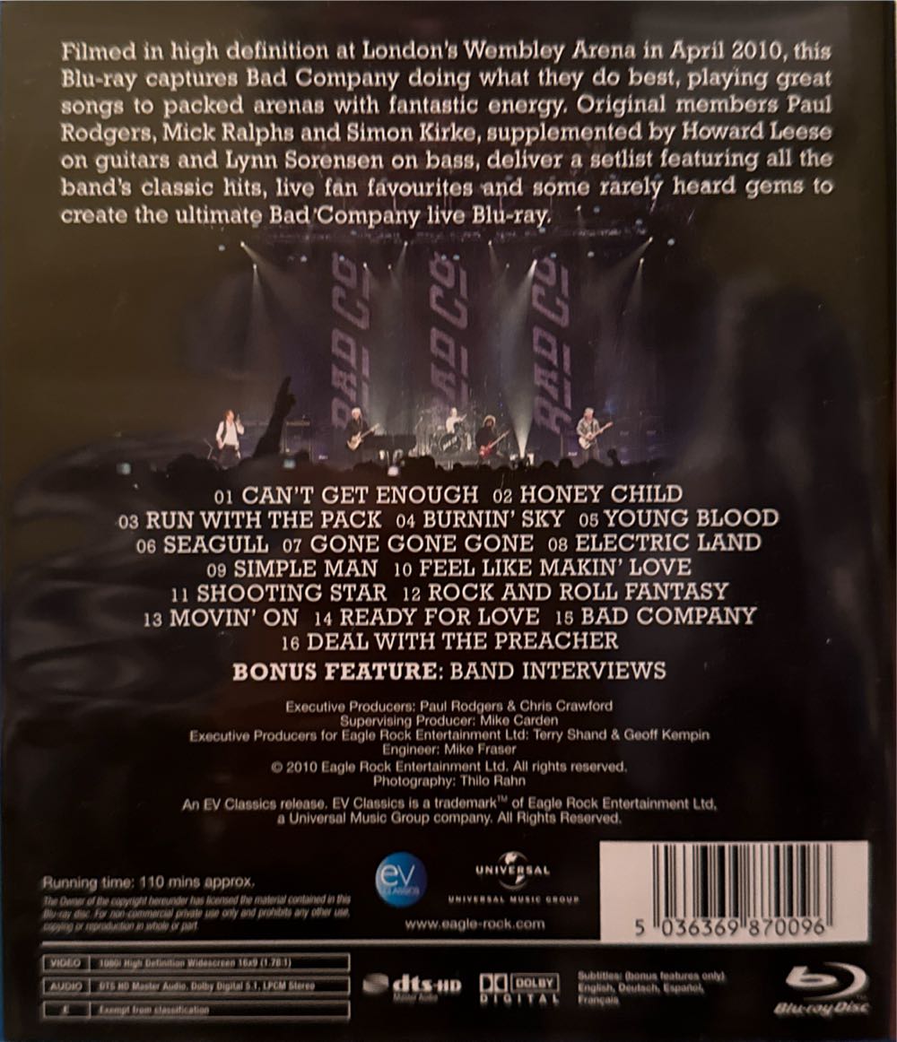 Bad Company: Live At Wembley Uk Import Blu-ray movie collectible [Barcode 5036369870096] - Main Image 2
