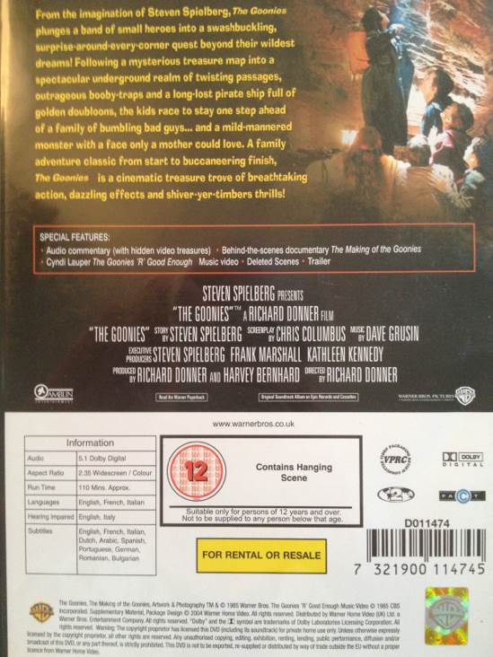 The Goonies DVD movie collectible [Barcode 7321900114745] - Main Image 2