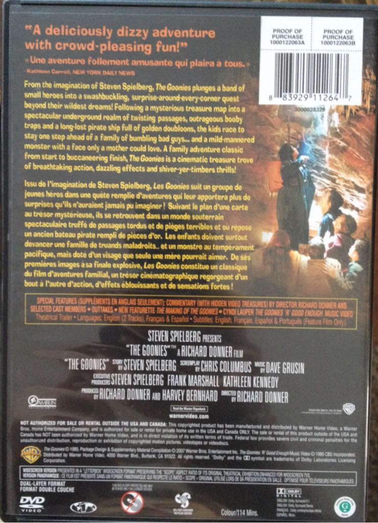 The Goonies DVD movie collectible [Barcode 883929112647] - Main Image 2