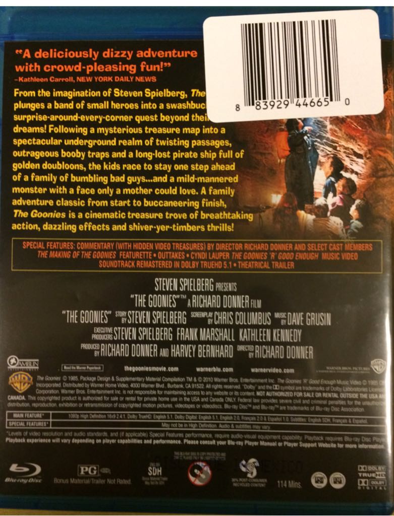 The Goonies Blu-ray movie collectible [Barcode 883929446650] - Main Image 2