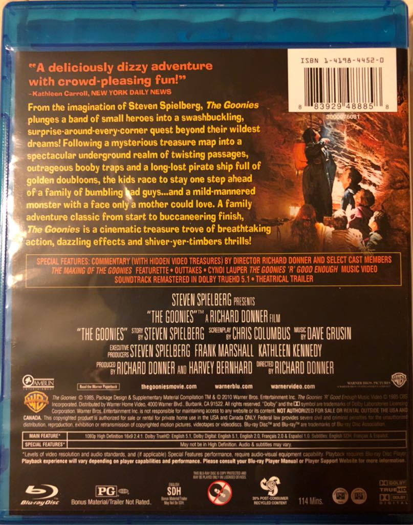 The Goonies Blu-ray movie collectible [Barcode 883929488858] - Main Image 2