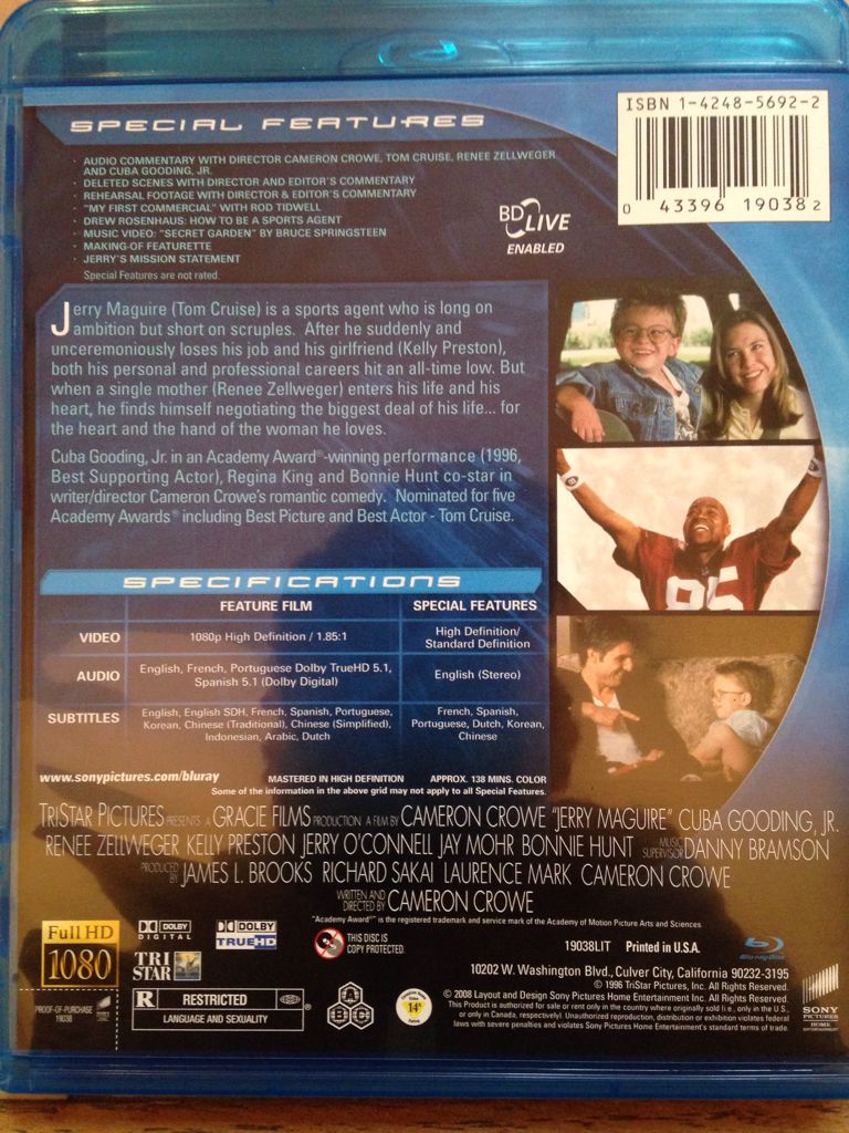 Cruise: Jerry Maguire Blu-ray movie collectible [Barcode 043396190382] - Main Image 2