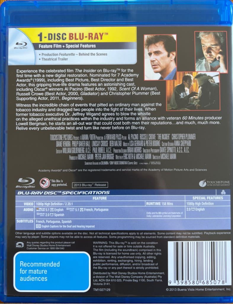 The Insider Blu-ray movie collectible [Barcode 9398580685078] - Main Image 2