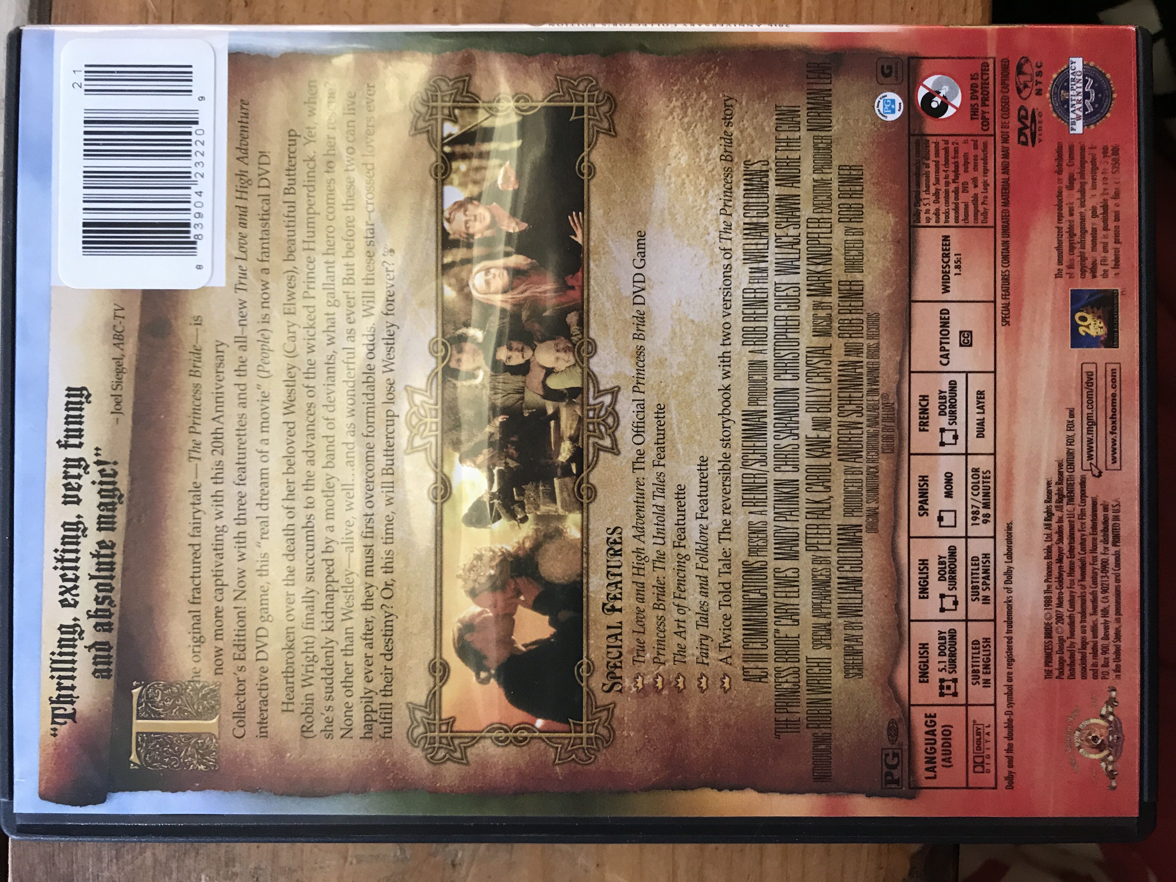 The Princess Bride DVD movie collectible [Barcode 883904232209] - Main Image 2