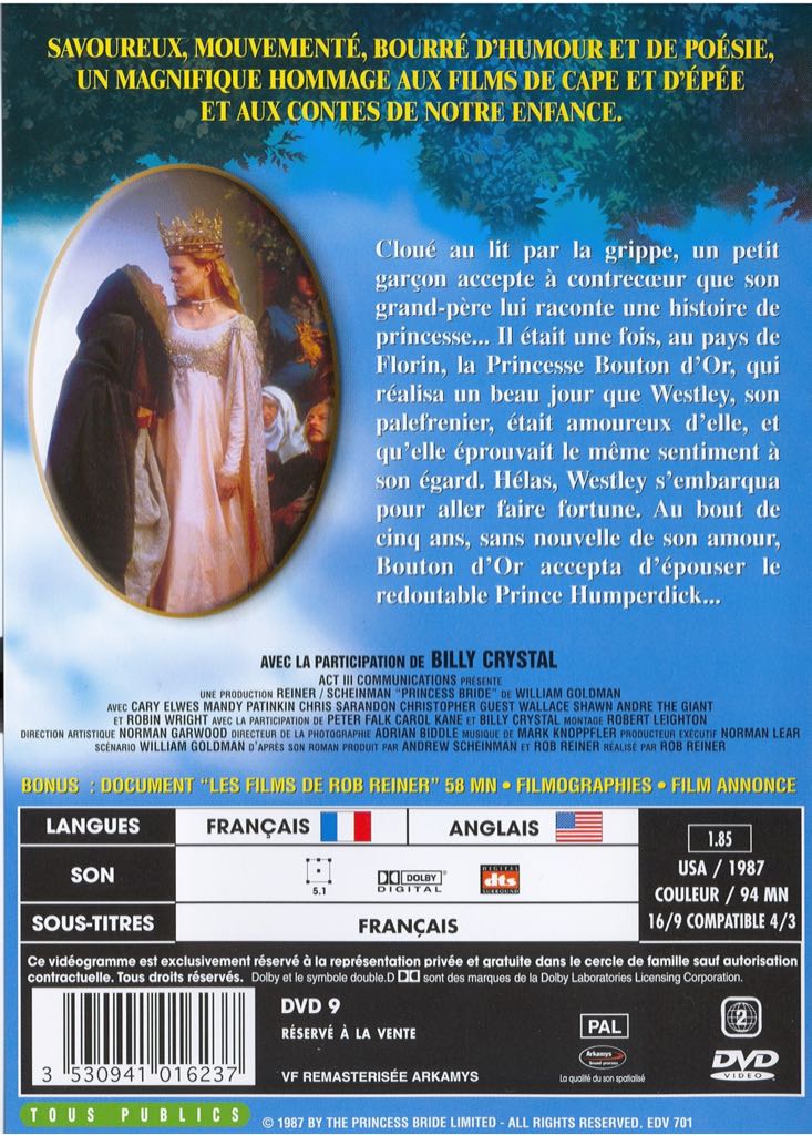 Princess Bride DVD movie collectible [Barcode 883904323761] - Main Image 2