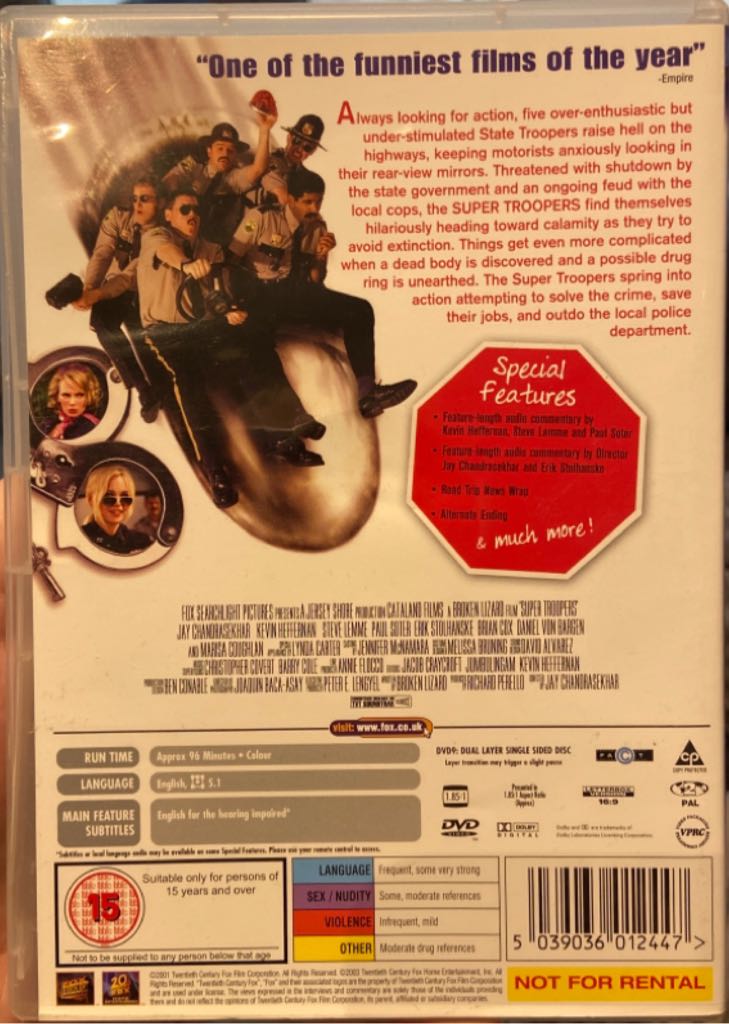 Super Troopers DVD movie collectible [Barcode 5039036012447] - Main Image 2