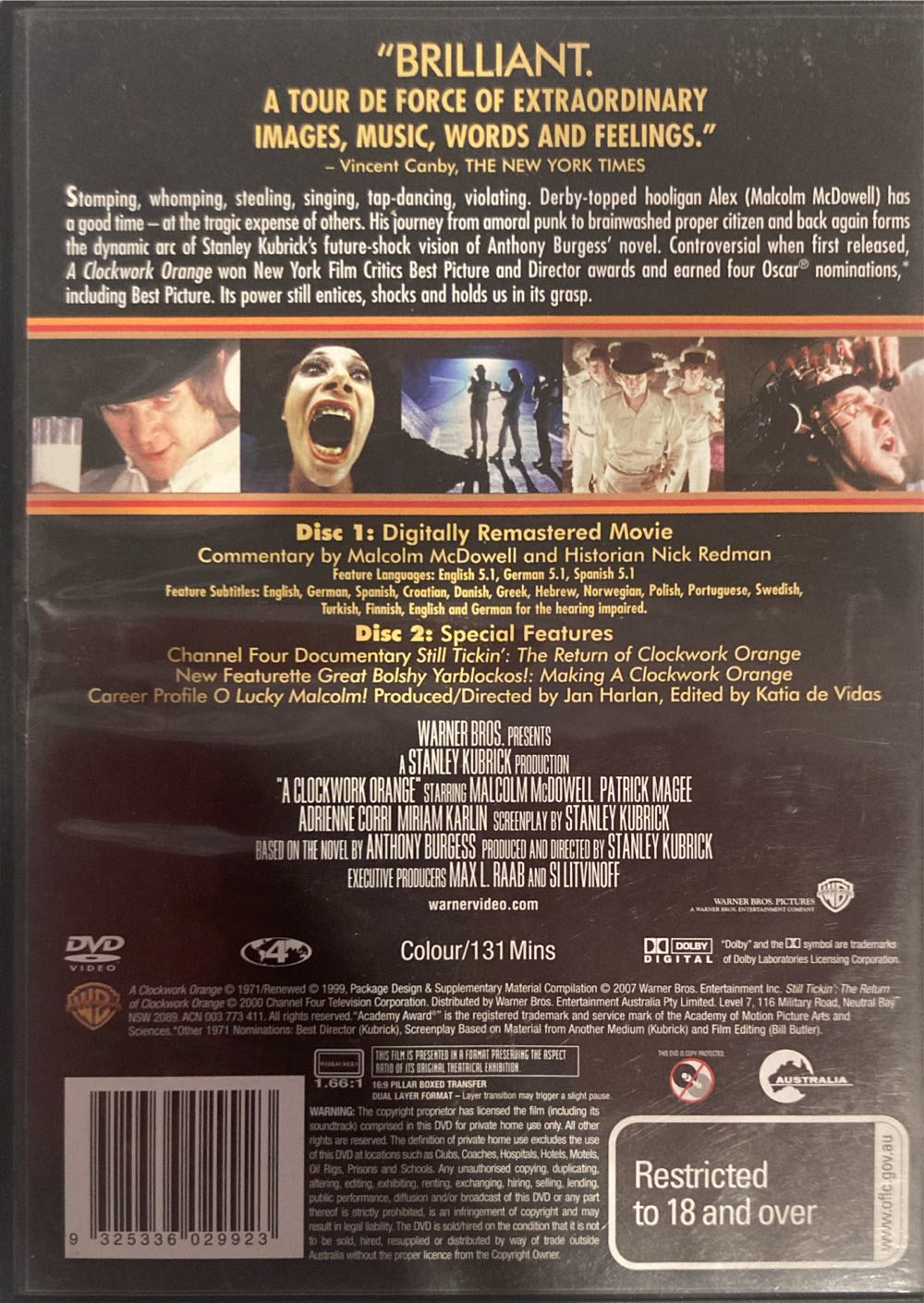 A Clockwork Orange DVD movie collectible [Barcode 9325336029923] - Main Image 2