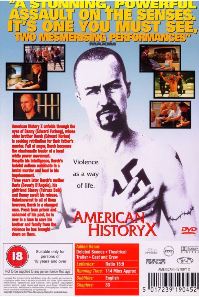 American History X Blu-ray movie collectible [Barcode 0794043473920] - Main Image 2