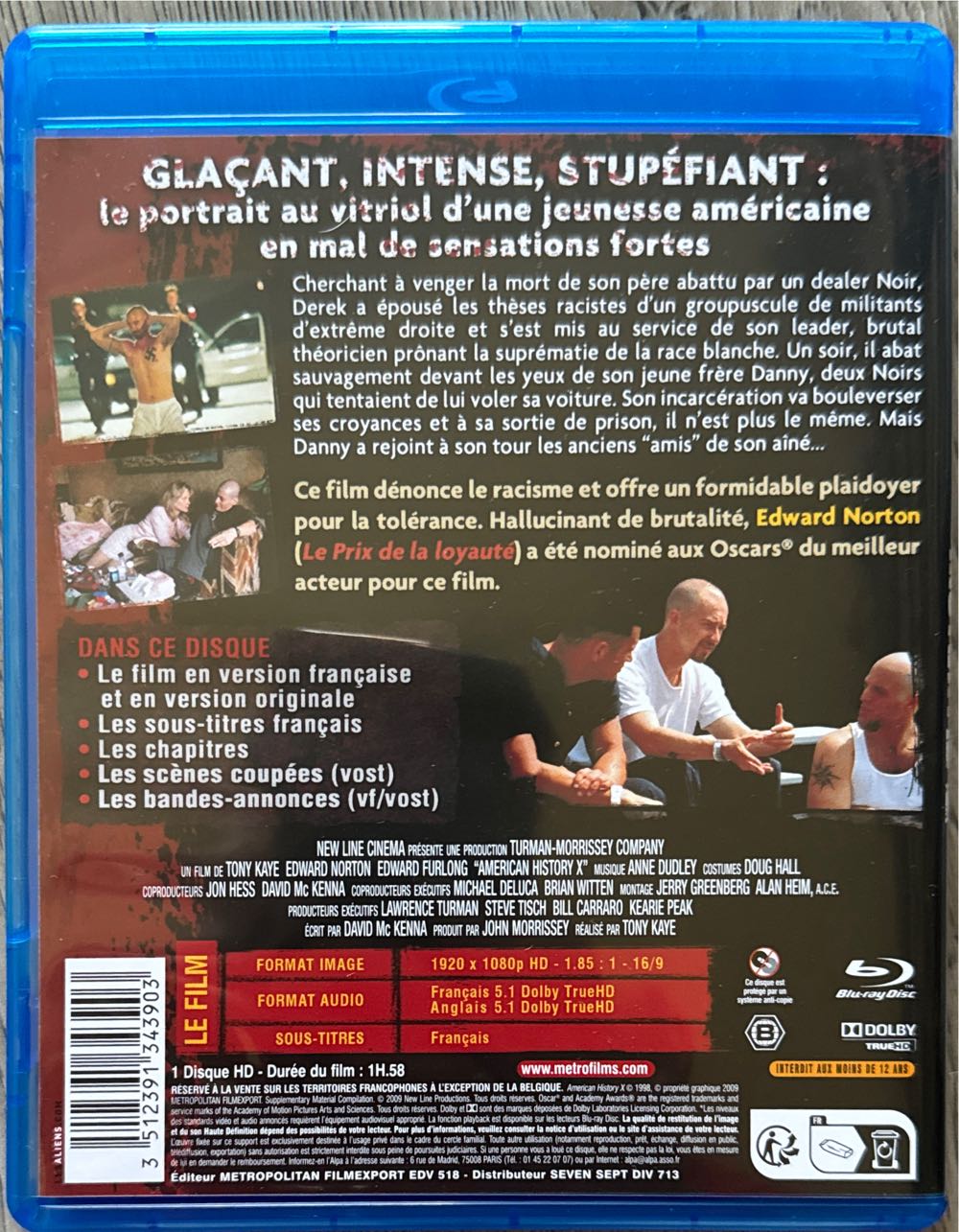 American History X Blu-ray movie collectible [Barcode 3512391343903] - Main Image 2