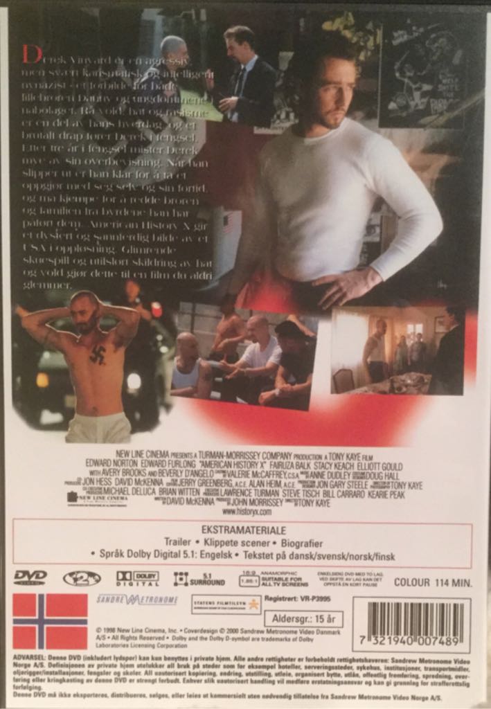 American History X DVD movie collectible [Barcode 7321940007489] - Main Image 2