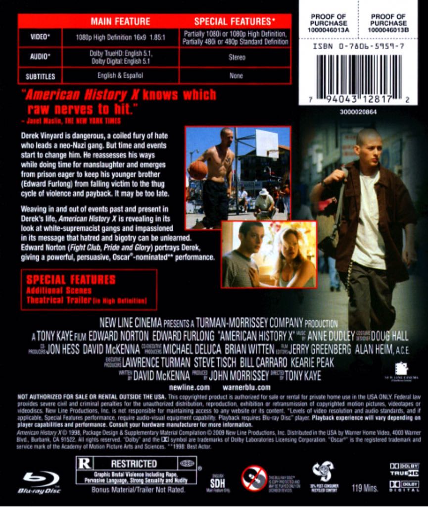 American History X Blu-ray movie collectible - Main Image 2
