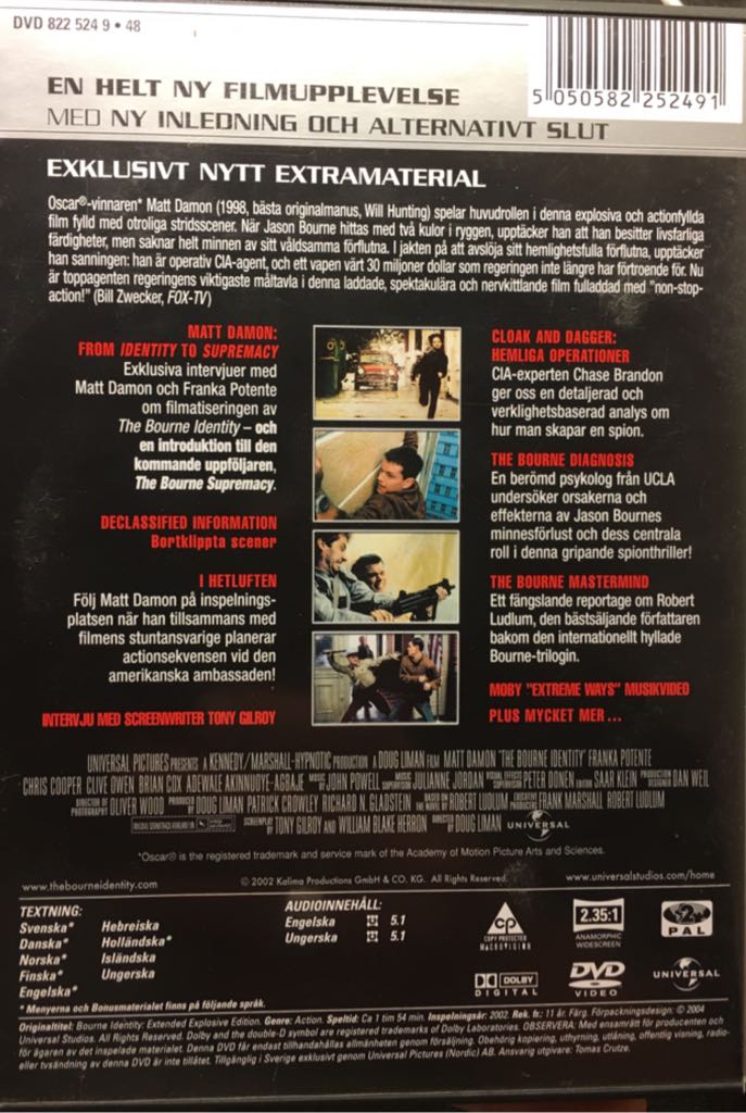 The Bourne Identity DVD movie collectible [Barcode 5050582252491] - Main Image 2