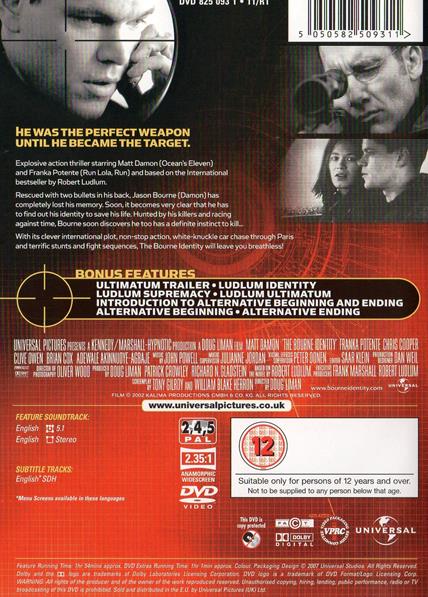 The Bourne Identity DVD movie collectible [Barcode 5050582509311] - Main Image 2