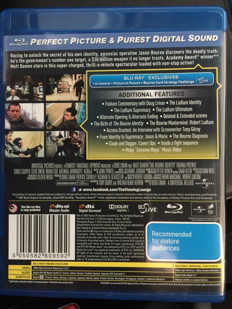 The Bourne Identity DIVX movie collectible [Barcode 5050582609592] - Main Image 2