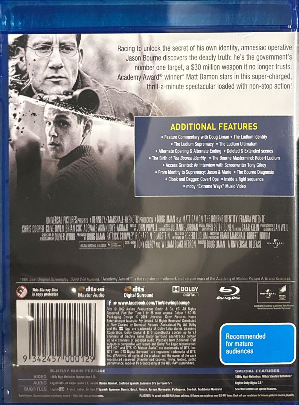 The Bourne Identity Blu-ray movie collectible [Barcode 9342457000129] - Main Image 2