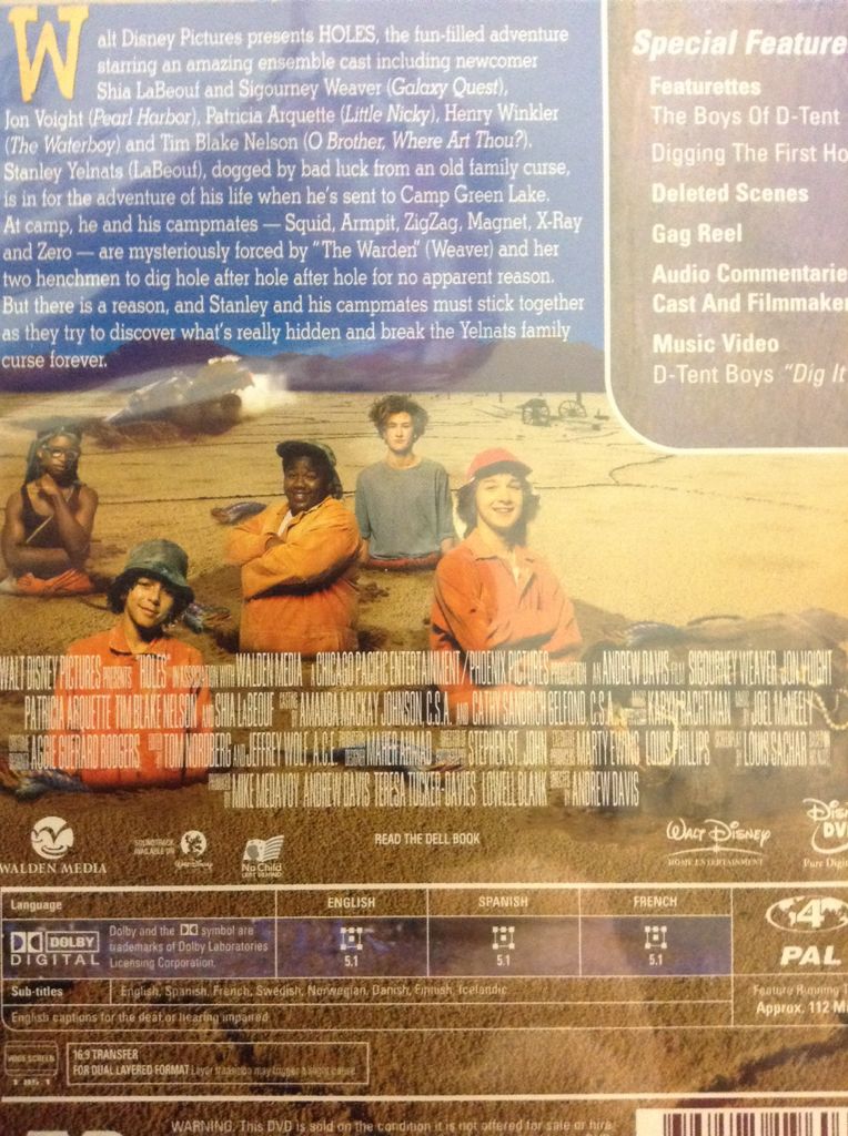 Holes (2003) DVD DVD movie collectible [Barcode 9398525196034] - Main Image 2