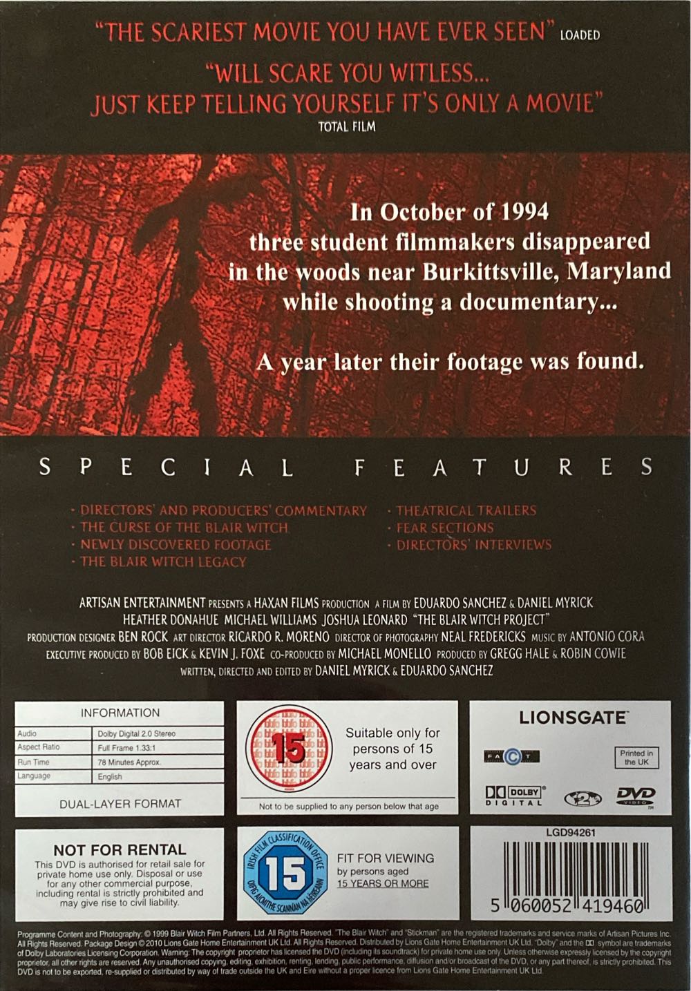 The Blair Witch Project DVD movie collectible [Barcode 5060052419460] - Main Image 2
