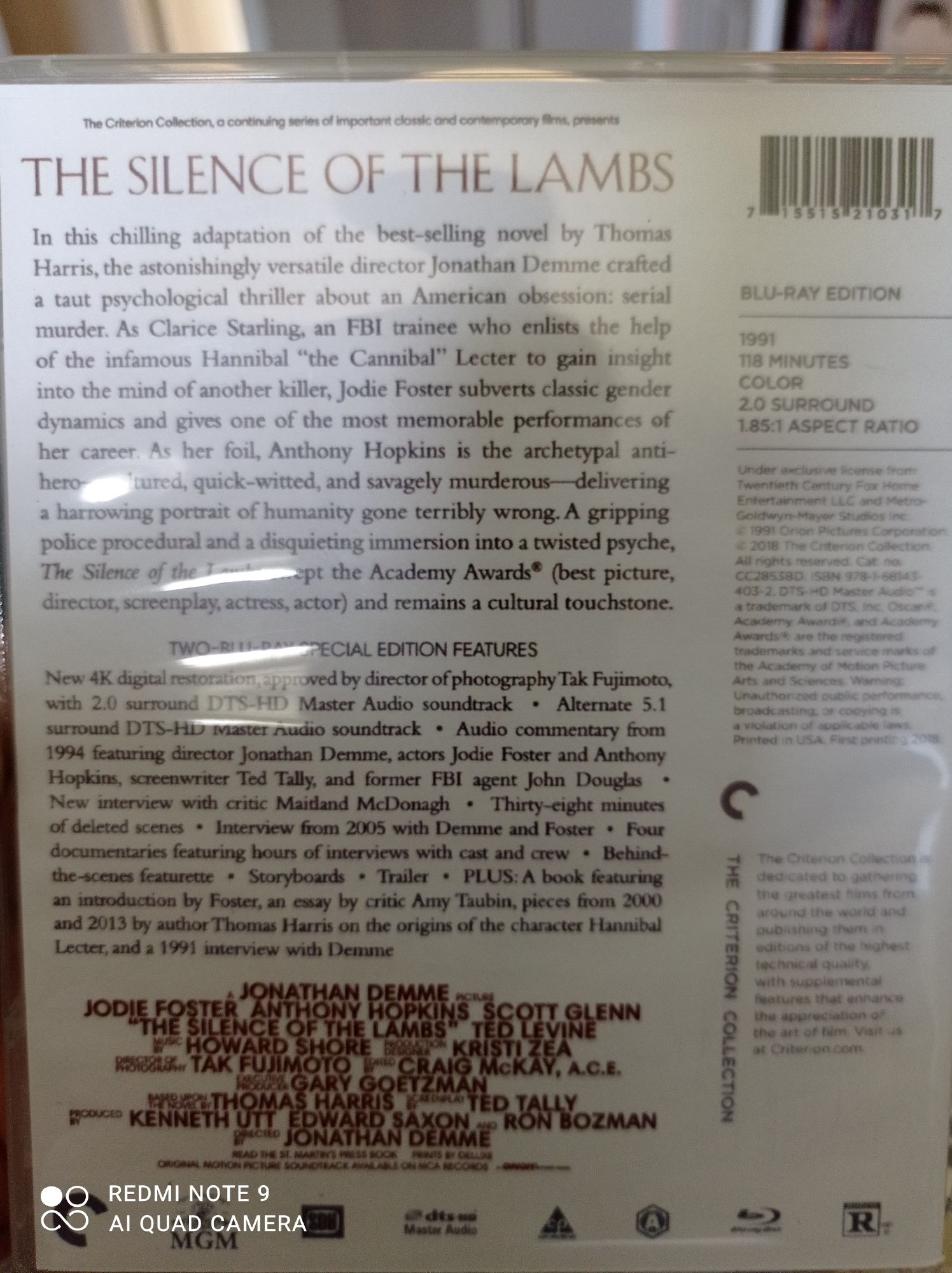 The Silence of the Lambs Blu-ray movie collectible [Barcode 0883904220626] - Main Image 2